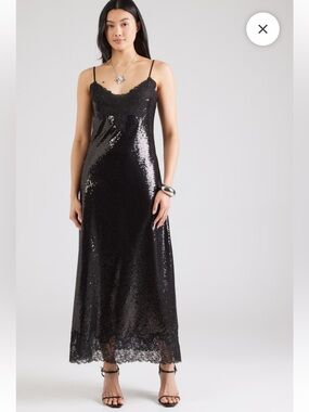 The Kooples ROBE - COCKTAIL DRESS / PARTY DRESS - BLACK Sequin & lace